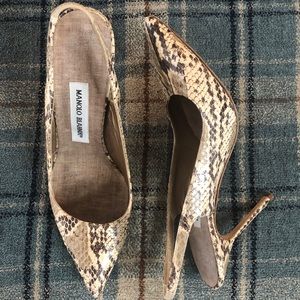 Manolo Blahnik snakeskin pointed toe pumps, 37.5